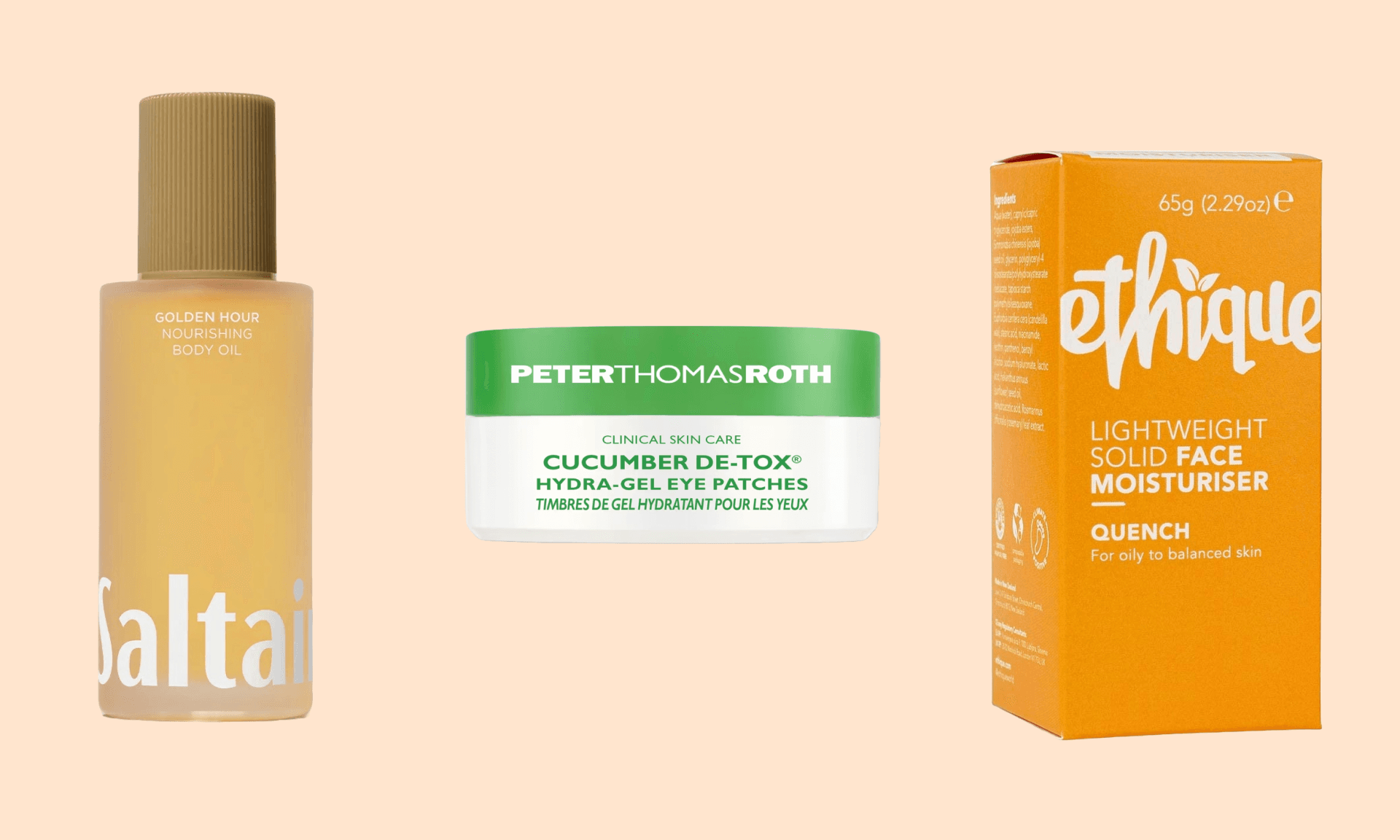 Saltair Body Oil, Peter Thomas Roth Eye Patches, Ethique Moisturizer
