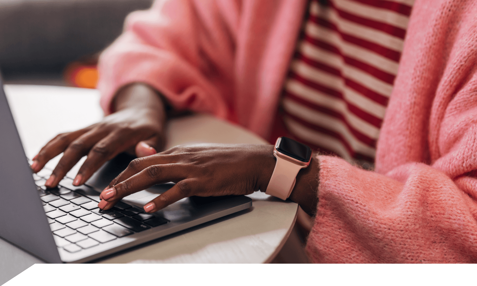 Woman typing on laptop