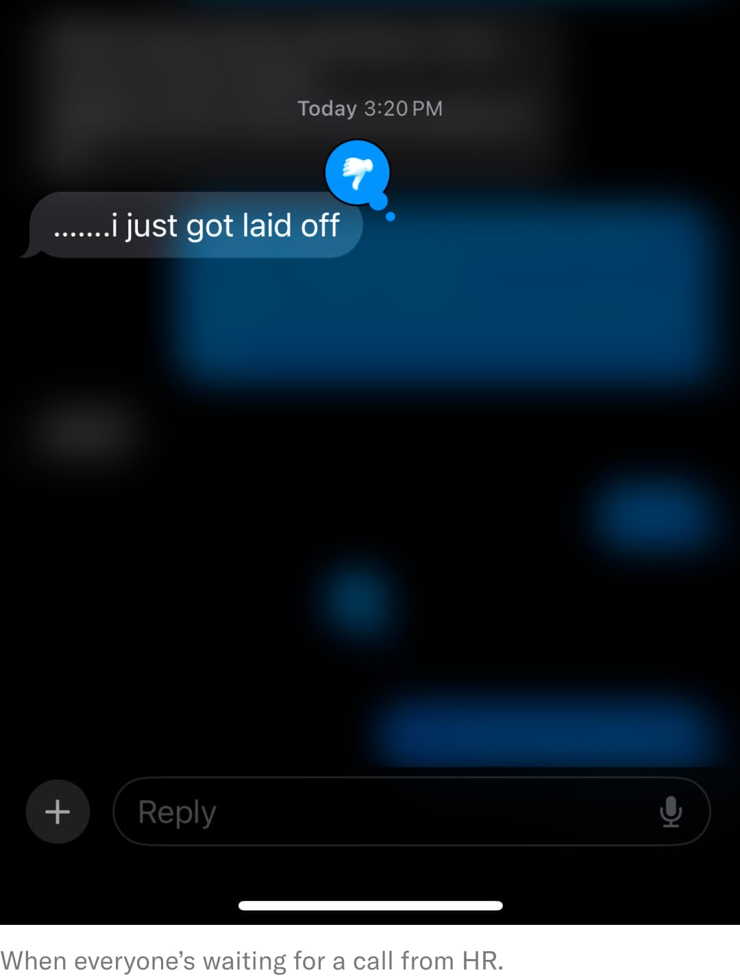 "I got laid off" text message